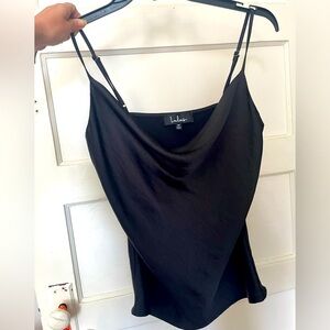 Lulu’s Black Silk Camisole Cowl Neck